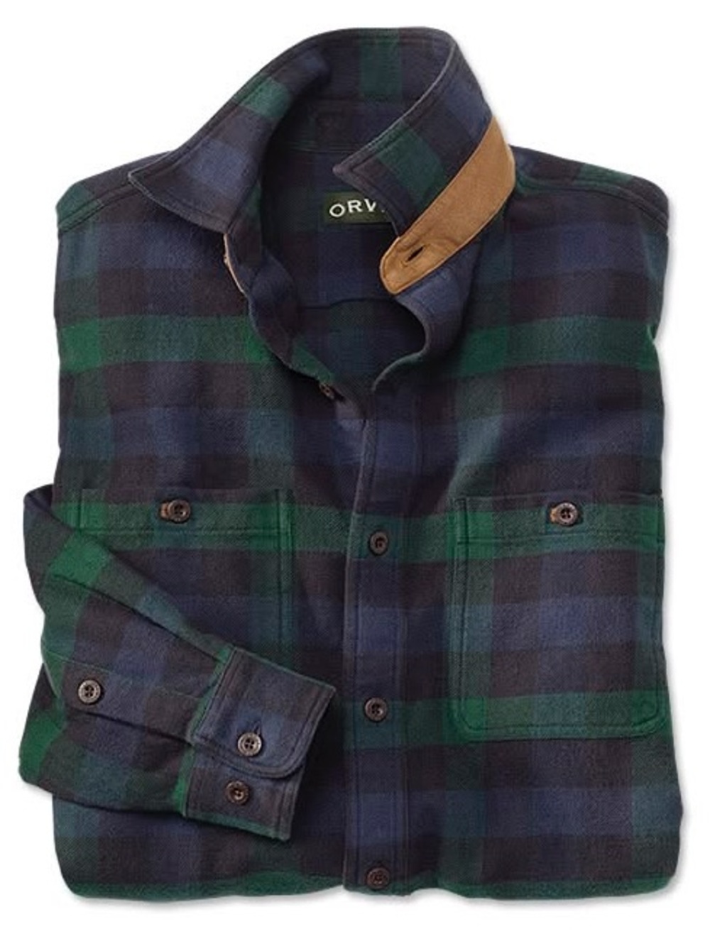Orvis Blue Green Tartan Plaid Button-Down Shirt Cabincore Gorpcore Fall Staple M